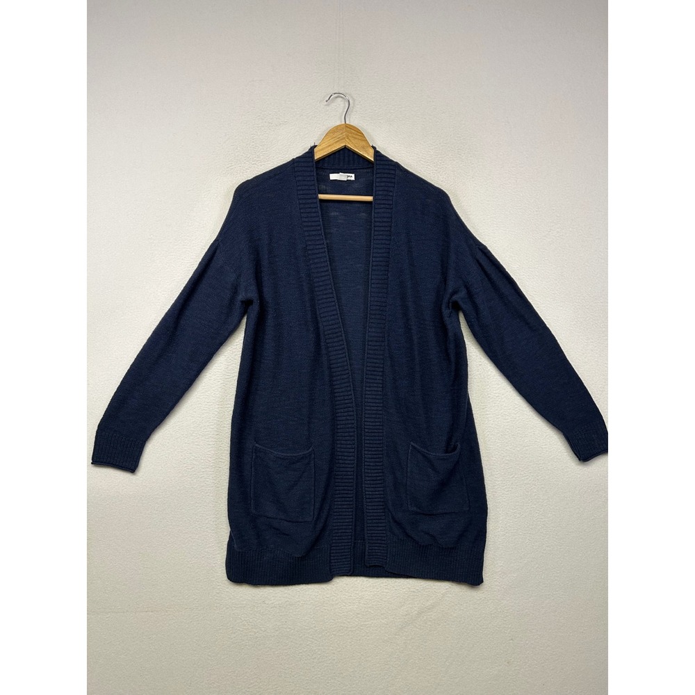 Minimalist Sonoma Office Layering Womens Medium Navy Blue Open Front Cardigan